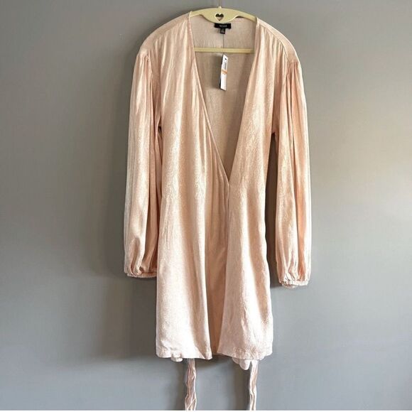 AFRM Milos Long Sleeve Wrap Minidress In Icy Pink Snake || SZ S - Picture 12 of 15